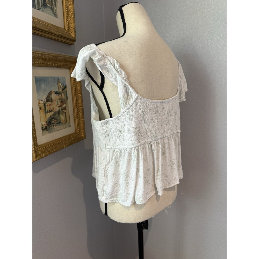 Hollister Floral Peasant Top XL Cottagecore Milkmaid Babydoll Tie Front Cutout - Picture 3 of 12